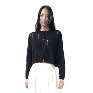 Zara Ripped Fine Knit Cardigan